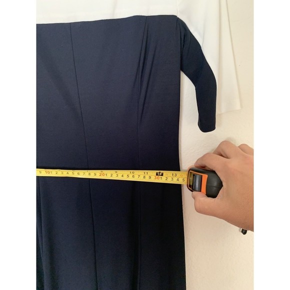 Lauren Ralph Lauren Navy and White Color Block Midi Dress Size 4 - Picture 8 of 11